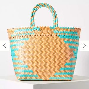 Anthropologie Diamond Woven Tote Bag